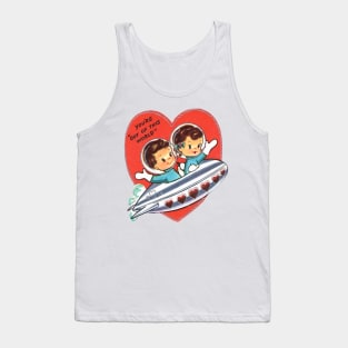 Vintage Valentine Space Ship Cute Kids Rocket Astronaut Tank Top